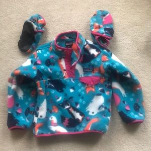 Patagonia fleece pullover and slippers